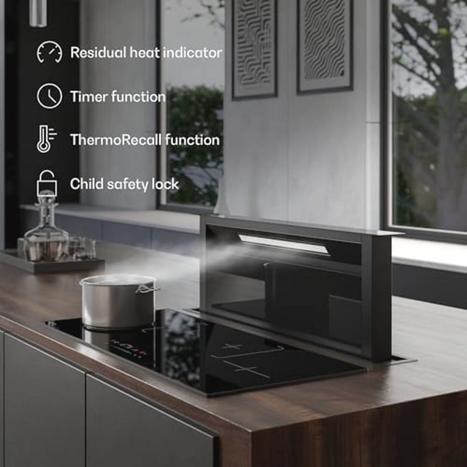 Inductiekookplaat 90 cm met 4 Zones, Boostfunctie, Touch Slider Timer en Kindveiligheid