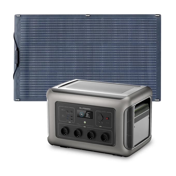 ALLPOWERS Solar Generator Kit 3500W (R3500 V2 + SF100 100W Flexible Solar Panel) - R3500+ SF100 Solar Panel 100W