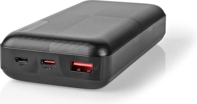 Nedis Powerbank - 20000 mAh - 18 W - 1.5 / 2.0 / 3.0 A - Apparaat stroomoutput: 1x USB-A / 1x USB-C - Apparaat stroominput: Micro-USB / 1x USB-C - Lithium-Polymer