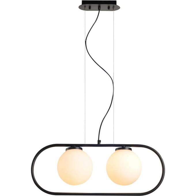 Aluminor Tacatac hanglamp, twee glazen bolkappen