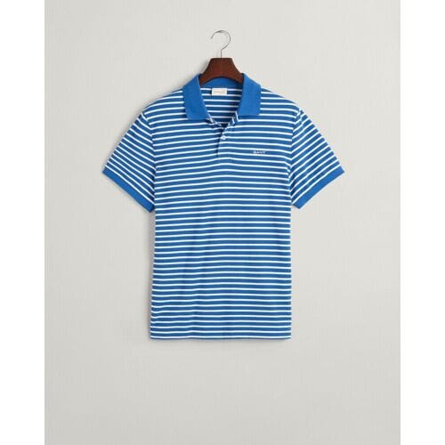 Gant Polo Striped Short Sleeve Piqué Rich Blue / male