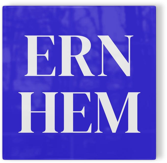 Tegeltje Arnhem Ernhem - blauw wit - tegeltje stad - tegeltje met tekst