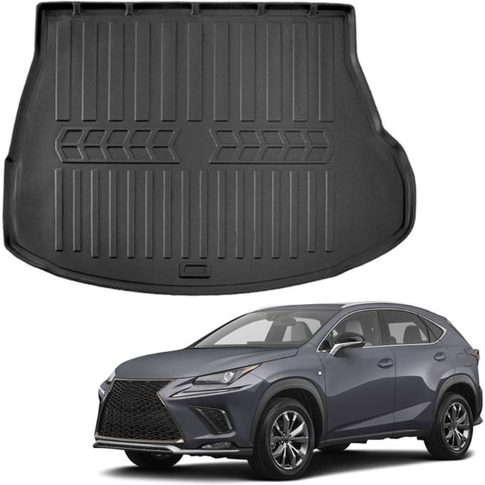Bac de coffre sur mesure - SCOUTT - Lexus NX 2 (2021+) - Noir mat - Antidérapant - Bords hauts noir