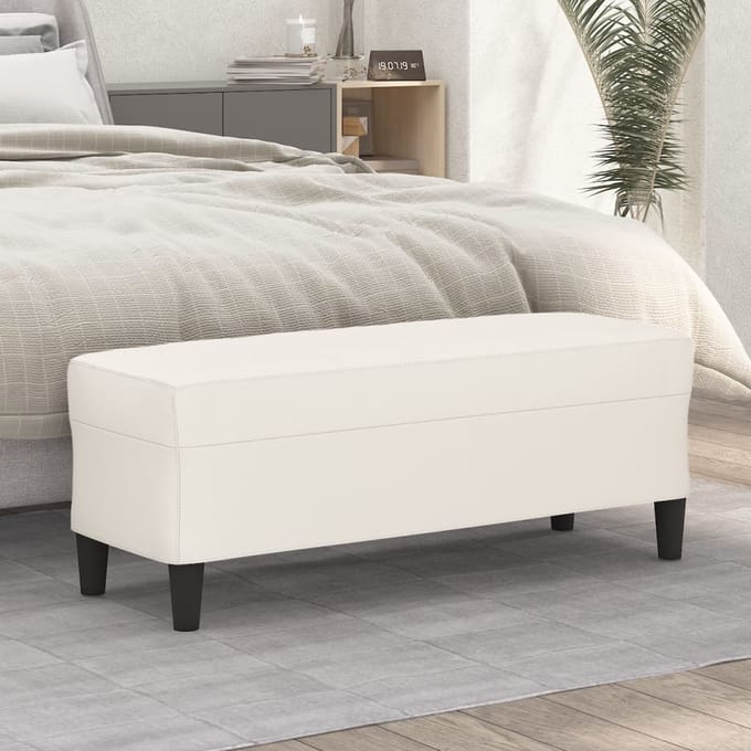 vidaXL - Bankje - 100x35x41 - cm - kunstleer - crèmekleurig