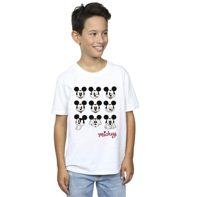 Disney Jongens Mickey Mouse Veel gezichten T-Shirt (Wit)
