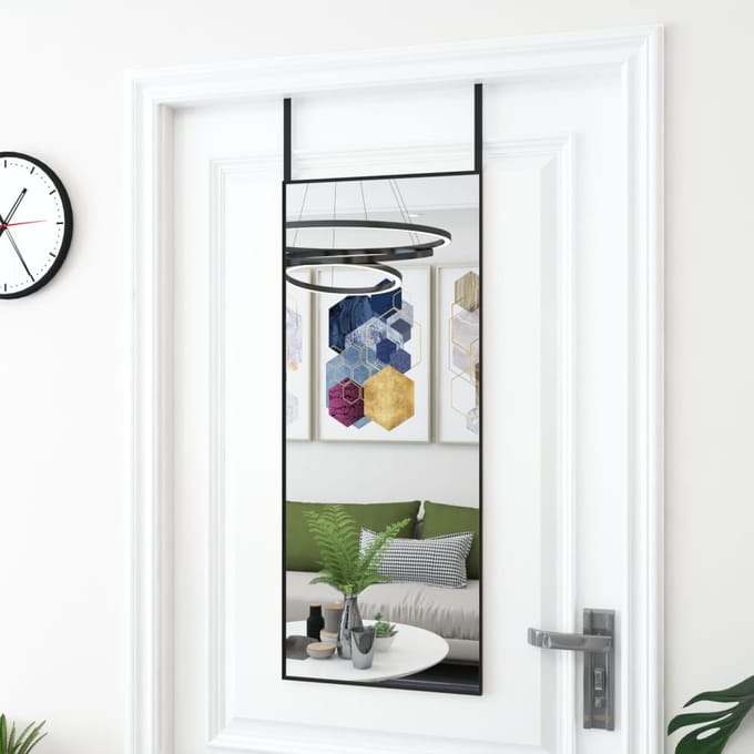 vidaXL - Deurspiegel - 40x100 - cm - glas - en - aluminium - zwart