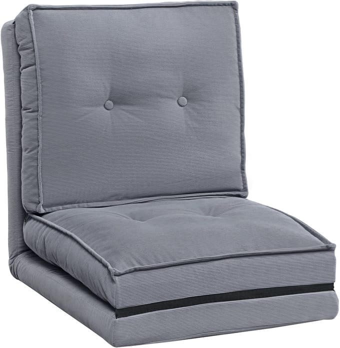 HOMCOM Vloerstoel - Fluweel met ribbels (100% polyester) - 59x69x68cm - Grijs