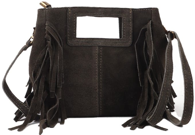 Giuliano lederen suede schoudertas - Suede - Made in Italy - Dames - Olijfgroen