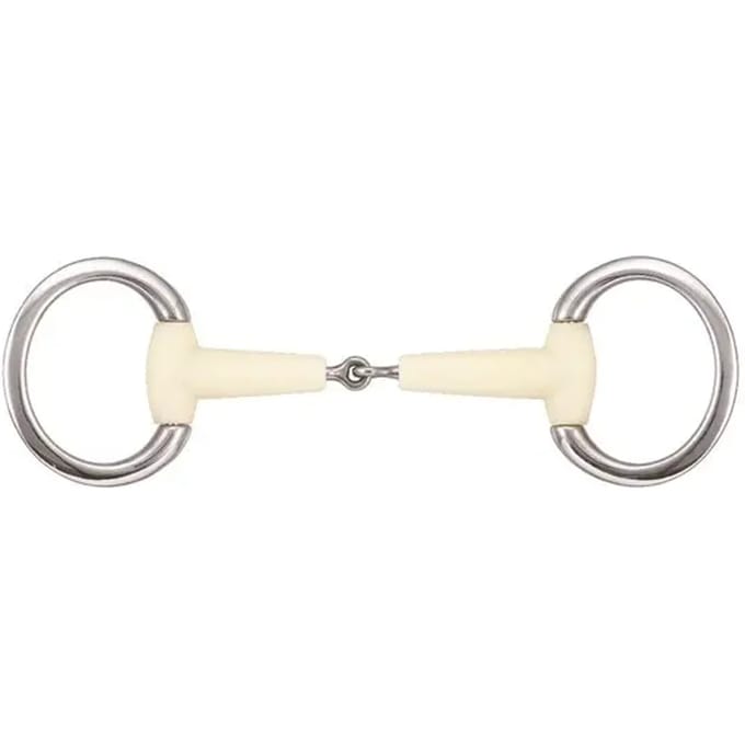 Olijfbit met platte ring voor paarden Soyo Happy mouth