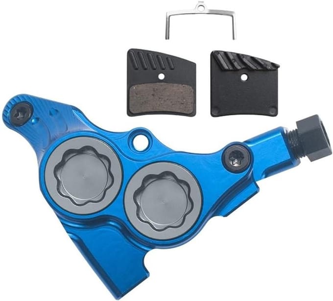 Fiets remklauw - Hydraulische schijfrem - Veilig Fietsen - Vierzuiger ontwerp - Flat Mount - Blauw