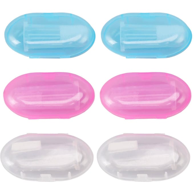 6 STUKS Baby Vingertandenborstel Veilig en Zacht Siliconen Baby Tandenborstel Set voor Vroege Mondhygiëne blue