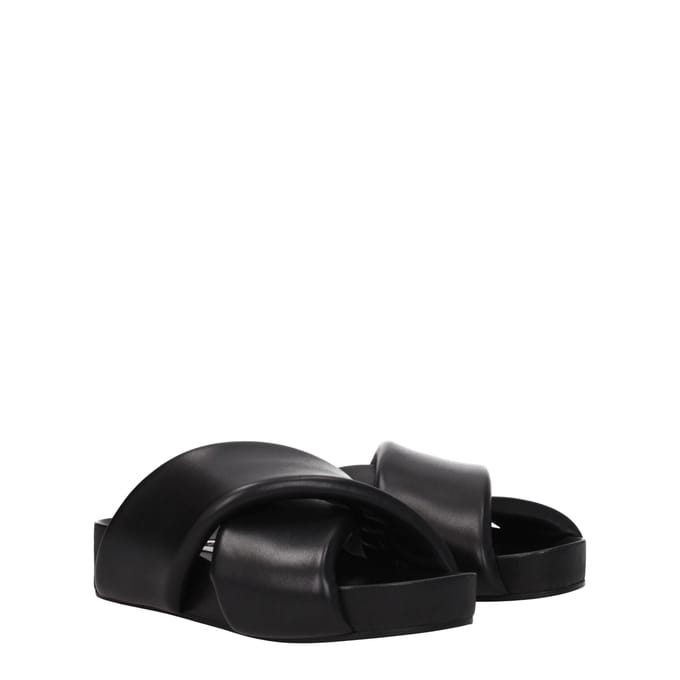 Jil Sander Zwarte Leren Slippers