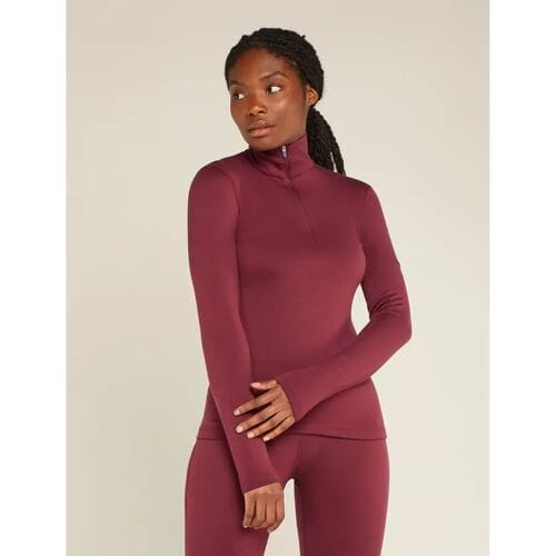 Icebreaker Women's 260 Tech Thermal Top Half Zip (Maat - XL, Kleur - Port)
