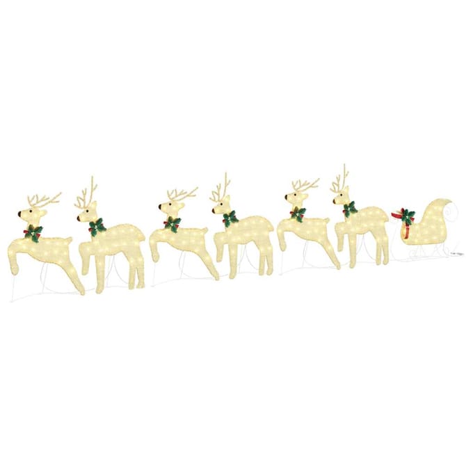 vidaXL LED Rendieren 7 st Goud 43 x 18 x 66 cm Stof