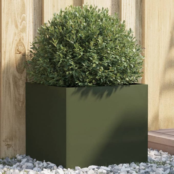 vidaXL - Plantenbak - 42x40x39 - cm - staal - olijfgroen