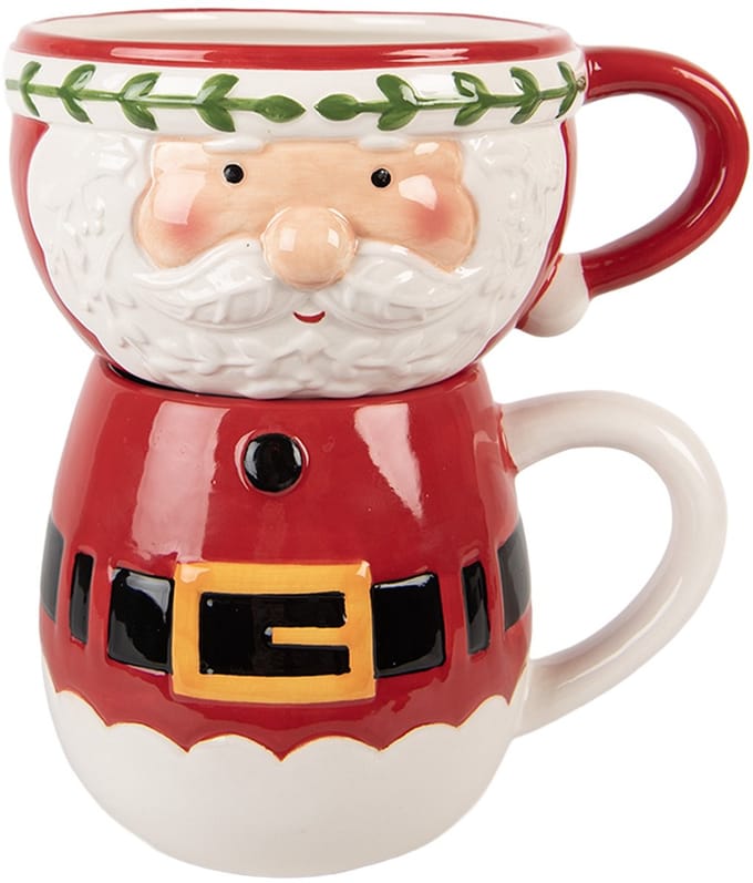 Clayre & Eef Mok Kerstman 400 ml / 500 ml Rood Keramiek
