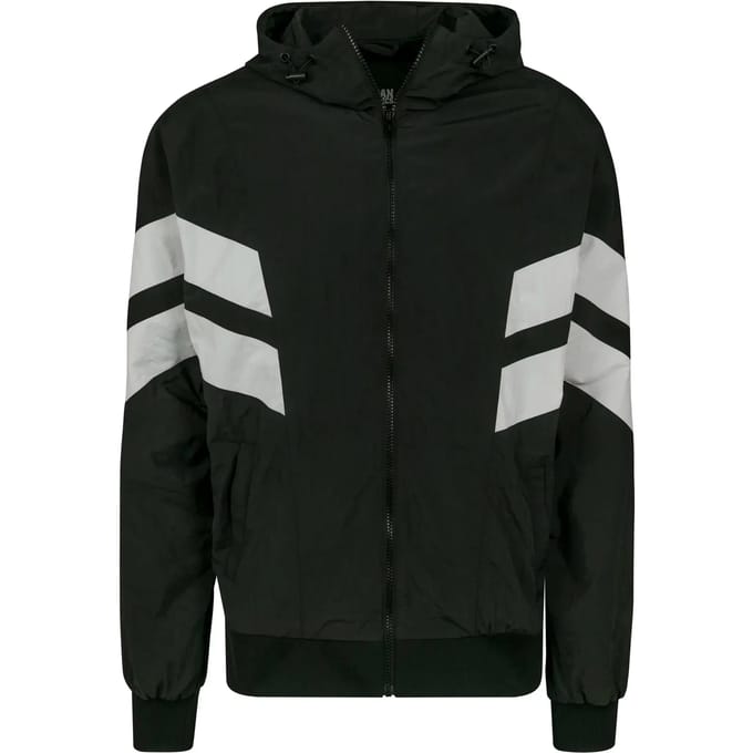 Urban Classics - Crinkle Panel Trainings jacket - 3XL - Zwart/Wit