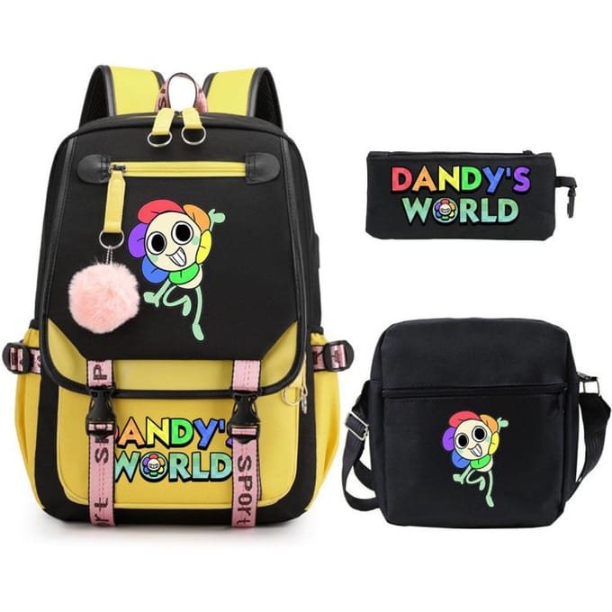 Grote schooltas met schouderband; studenten etui set van drie delen three-piece set