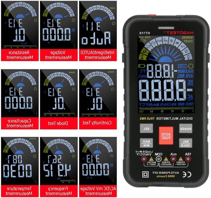 Digitale Multimeter - Universele Meter - Testen Meten - True RMS Auto-off - 9999 Tellingen - Grijs