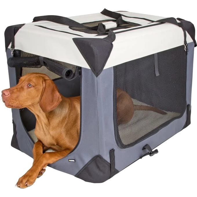 Kerbl Dierentransportbox Journey grijs/beige 92x65x66cm hond