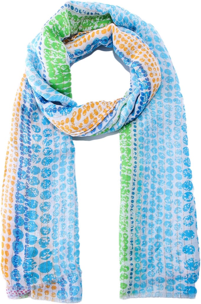 Emilie scarves - sjaal - print - lang - glitter - lichtblauw