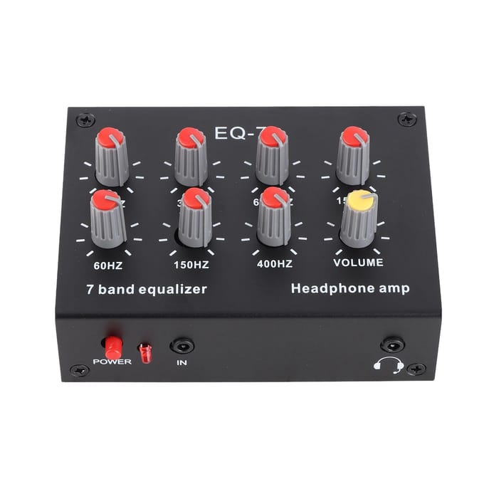 7-bands geluidsequalizer 12 dB hoge basregeling Dual Channel digitale equalizer wit