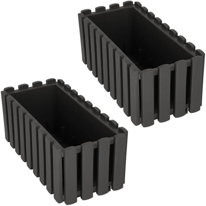 Rustieke Balkon Bloembakken - 40 cm - Grijs - 2 stuks