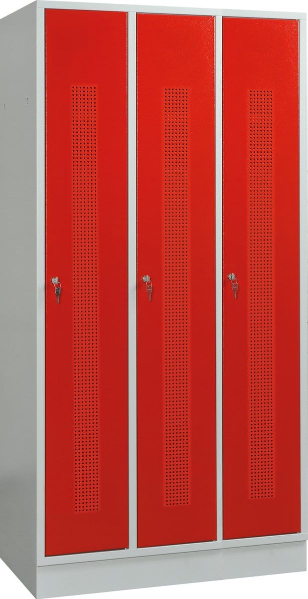 Kleerkast met 3 geperforeerde rode deuren MW Tools KL30R