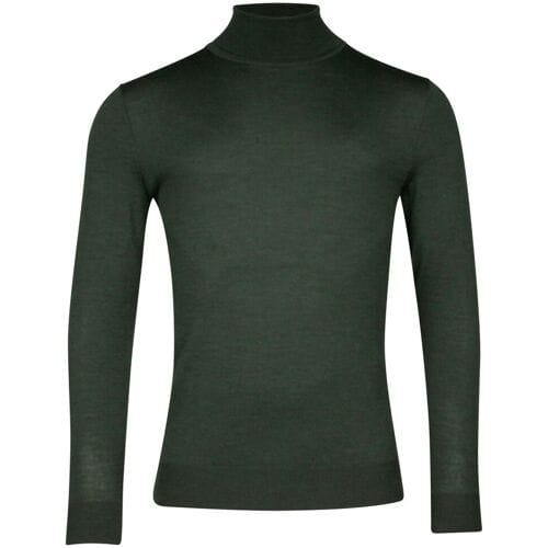 Thomas Maine Trui Merino Wool Rollneck Single Knit Donker Groen Melange / male