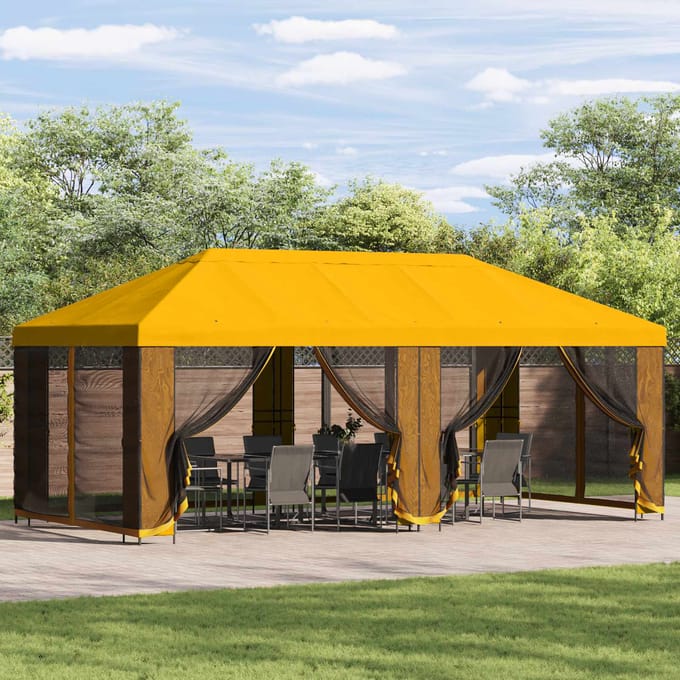 vidaXL - Tuinpaviljoen - 6 - x - 3 - m - Geel - Polyester - en - Staal - 190 - gsm