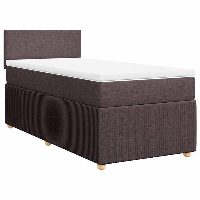 vidaXL - Boxspring - met - matras - stof - donkerbruin - 90x190 - cm