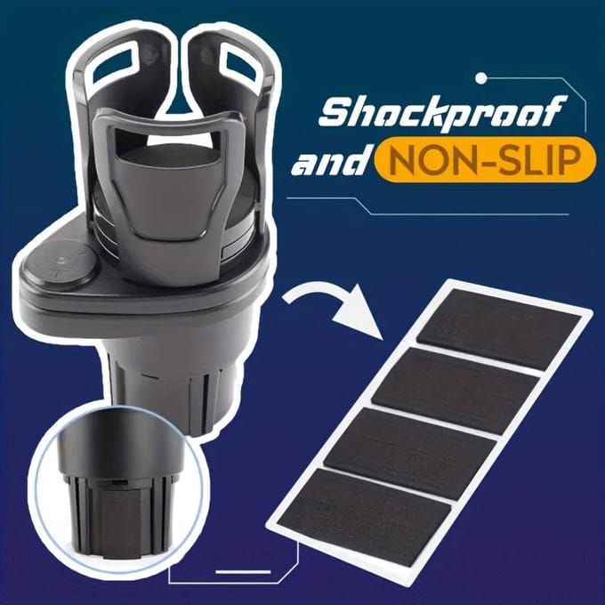 Extenseur de porte-gobelet de voiture, adaptateur de voiture, double support de verre multifonctionnel réglable avec support pour téléphone, organisateur d'aromathérapie noir