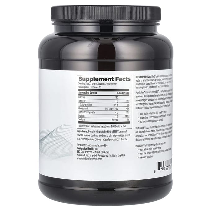 Purepaleo™, Bottenbouillon Eiwit, Vanille, 1,8 lbs (810 G)