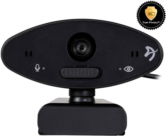 Arozzi Occhio True Privacy™ Webcam - Cameracover & Hardware Mic Schakelaar - Zwart