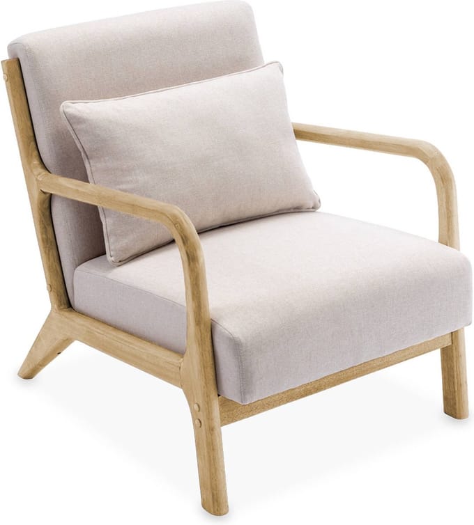 sweeek - Scandinavische fauteuil van hout en stof - lorens