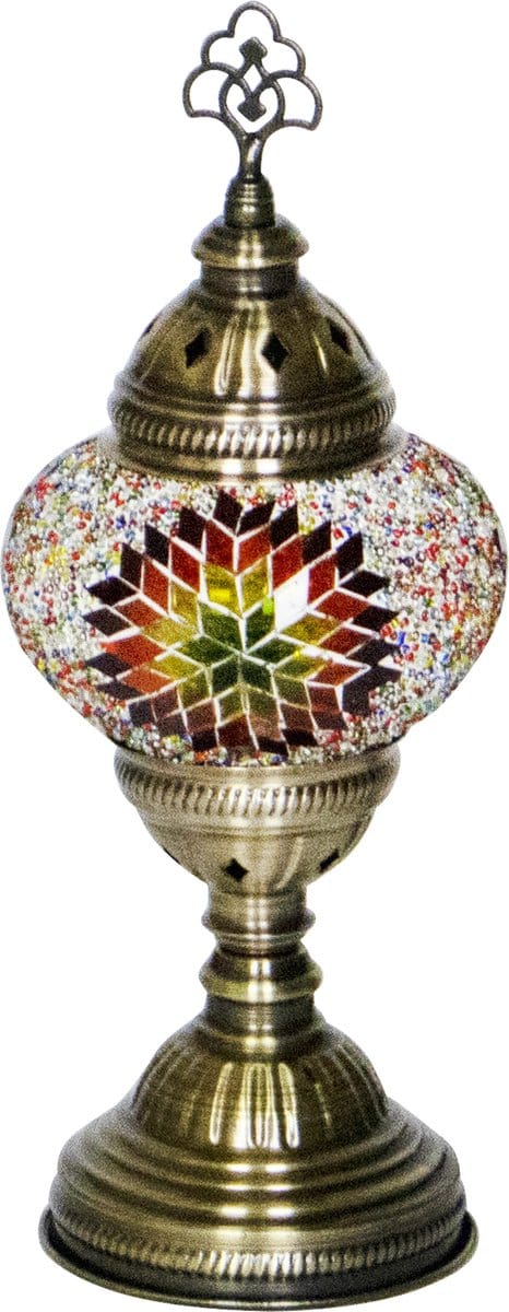 Oosterse mozaiek tafellamp - Mixcolour - Hoogte 30cm - Diameter bol(len) 13,5cm
