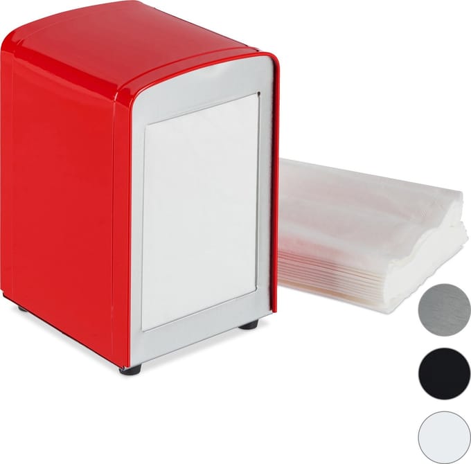 servettenhouder - retro - 15x9,5x11 cm - rood