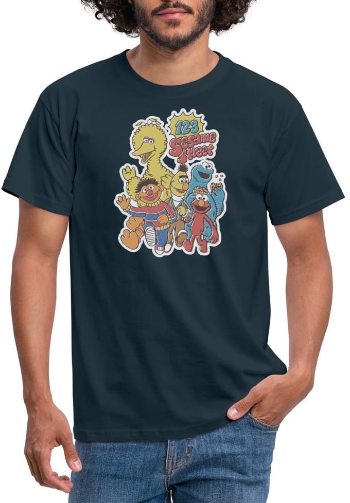 Sesamstraat 123 Sesame Street Groep T-Shirt Heren