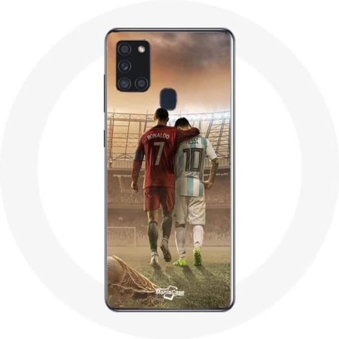 Coque - Maniacase - Samsung Galaxy A21S - Noir - Souple - Cristiano Ronaldo Messi GOAT noir