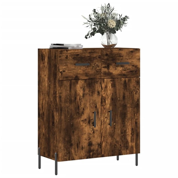 vidaXL - Dressoir - 69,5x34x90 - cm - bewerkt - hout - gerookt - eikenkleurig
