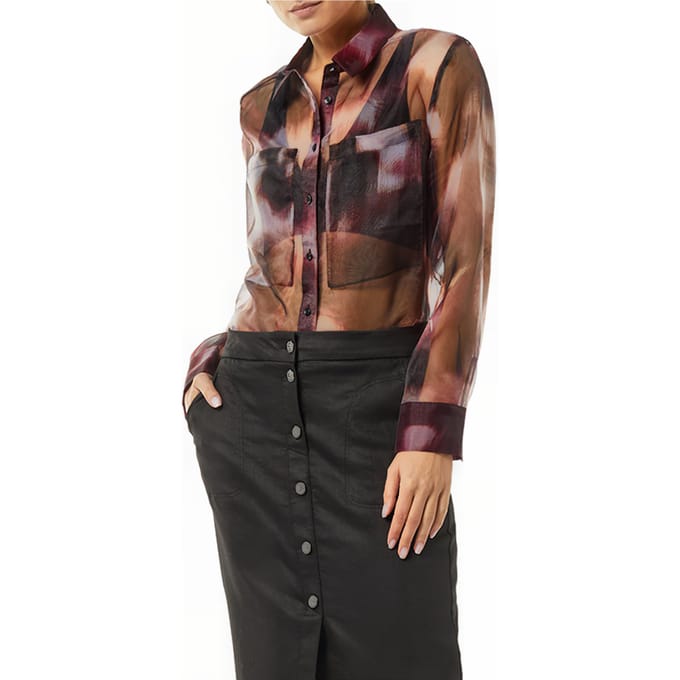 Comma  Blouses Aubergine Size: 40 | Button-Down Shirts Outlet | Dames | Paars