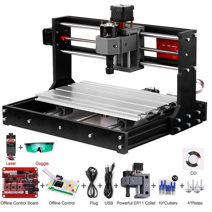 Version améliorée CNC 30*18 PRO GRBL contrôle bricolage Mini Machine CNC 3 axes Pcb fraiseuse bois without laser gray