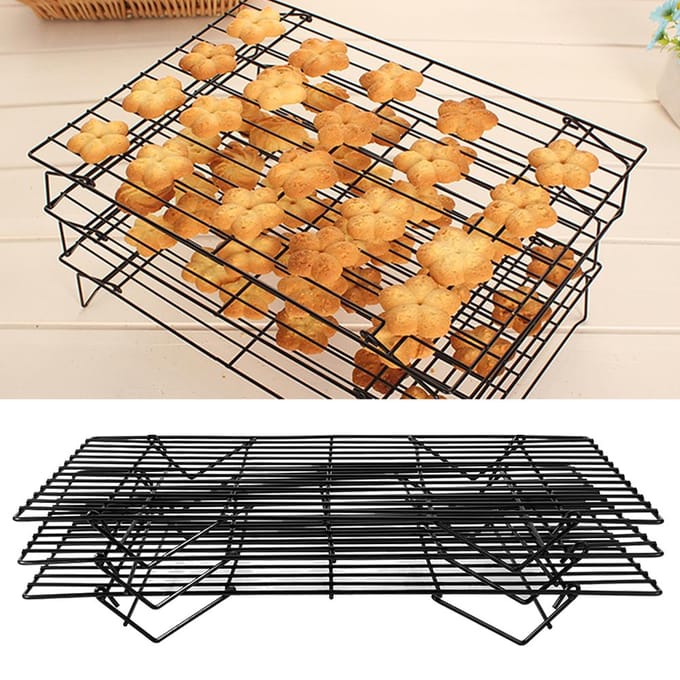 Grille de Refroidissement Pliable à 3 Niveaux Outils de Cuisson Support à Gâteau Gril BBQ Fournitures Ménagères orange