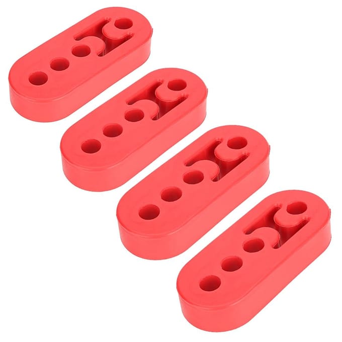 4 stuks Universeel 4 gaten 12 mm Polyurethaan Verstelbare Uitlaatdemper Uitlaat Hanger Rood red