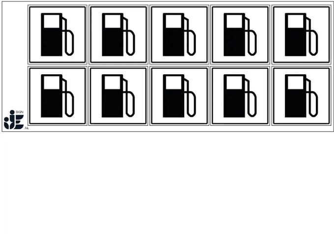 Benzinestation sticker | 5 x 5 cm - 10 stuks per vel