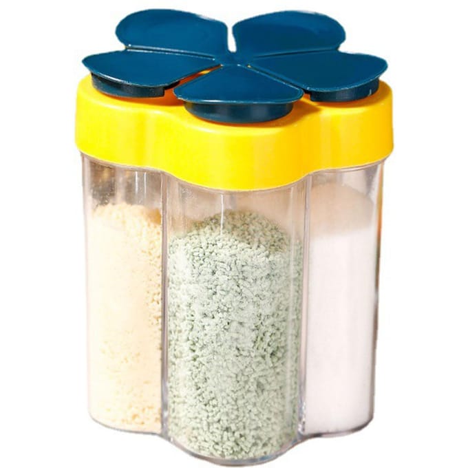 5-in-1 Reis Specerijcontainers Luchtdichte Reis Kruiden Condiment Containers Draagbaar Kamperen Blue yellow