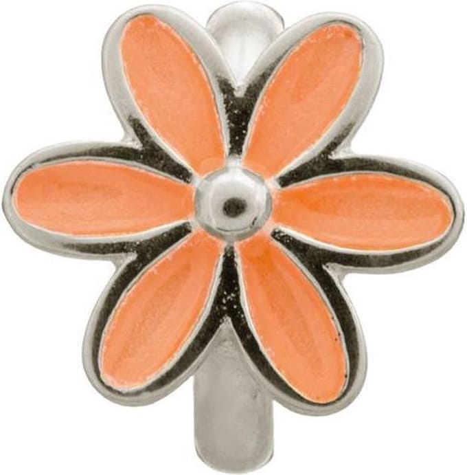 Endless Coral Enamel Flower Silver Bedel Oranje Zilver 41155-2
