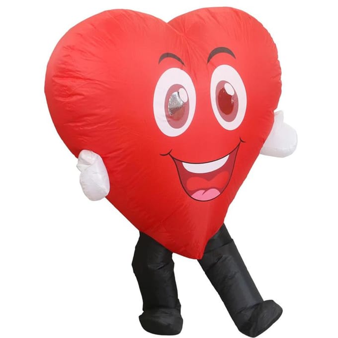 Carnaval Liefdesverklaring Opblaaskostuum, Volwassene One size(150-190cm) rood