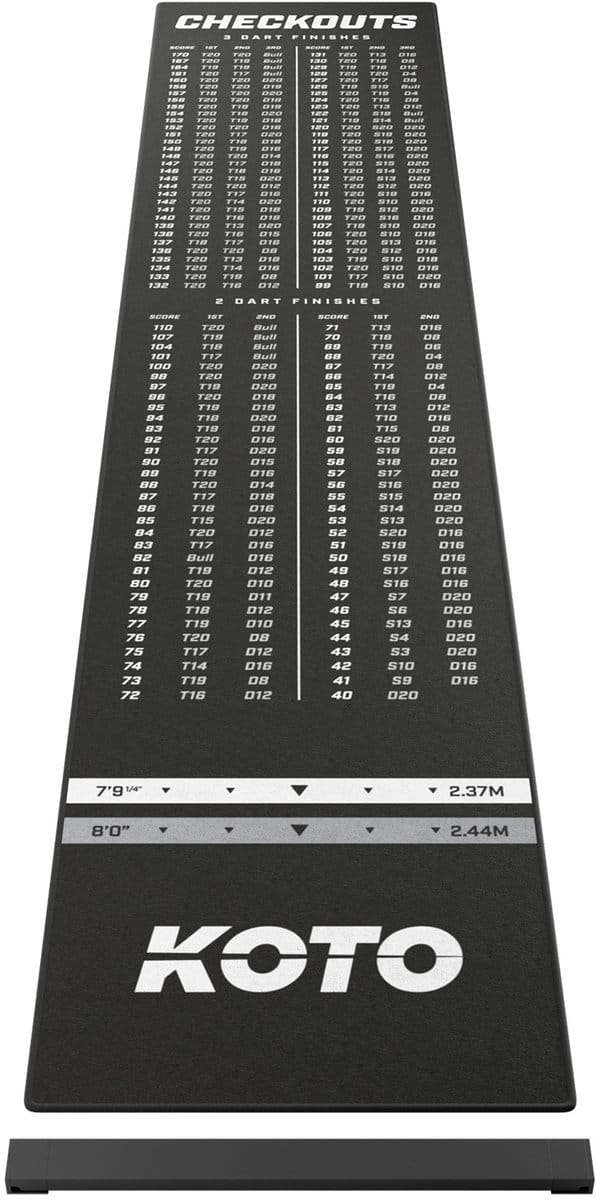 KOTO - Oche Carpet Checkout - Dartmat - Zwart -285 x 60 cm + Oche Score Indicator - Antislip