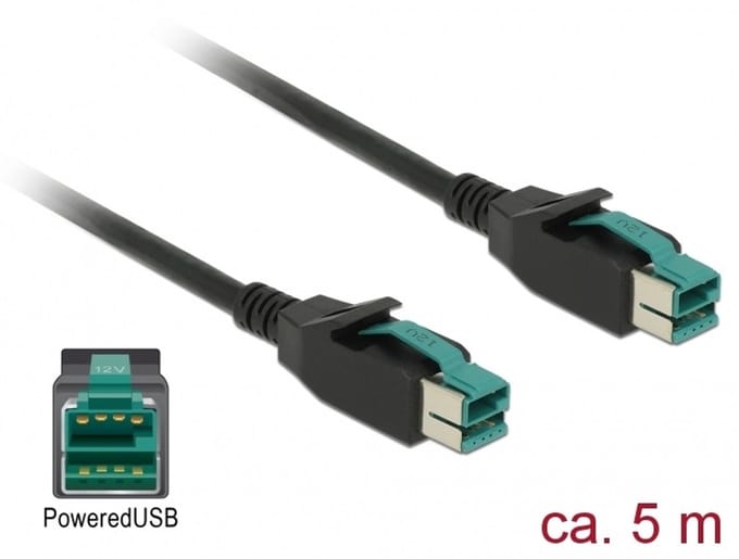 Delock PoweredUSB cable male 12 V > PoweredUSB male 12 V 5 m for POS printers and terminals